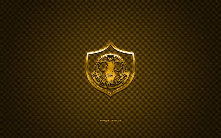 Qatar SC, Qatar fotbollsklubb, QSL, guldlogotyp, guldkolfiberbakgrund, Qatar Stars League, fotboll, Doha, Qatar, Qatar SC -logotyp