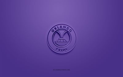 Orlando Pride, creative 3D logo, purple background, NWSL, 3d emblem, American soccer club, Florida, USA, 3d art, soccer, Orlando Pride 3d logo