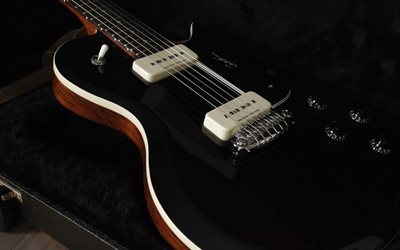 svart gitarr, elgitarr, modern gitarr