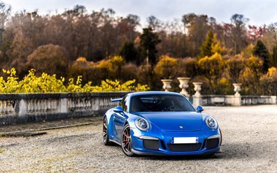 Porsche 911 GT3, Blue Porsche, sports cars, blue 911