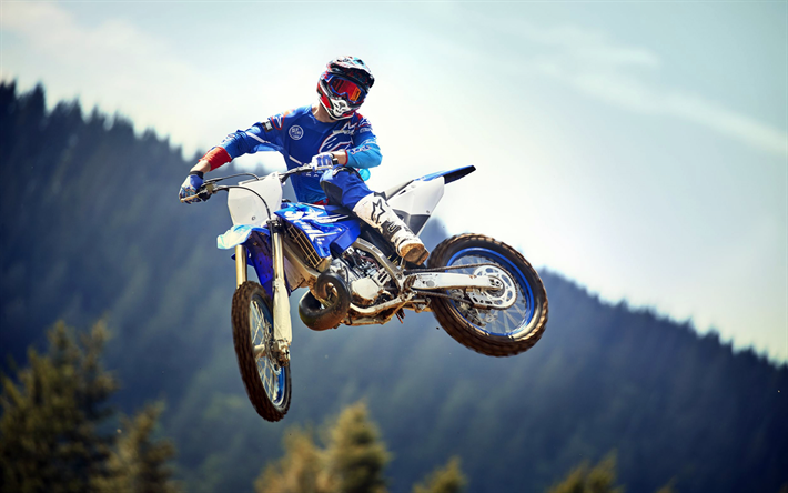 Yamaha YZ450F, sportbikes, 2018 bikes, motocross, jump, Yamaha