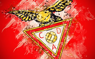 CD Aves, 4k, paint art, logo, creative, Portuguese football team, Primeira Liga, emblem, red background, grunge style, Vila daz Avish, Portugal, football
