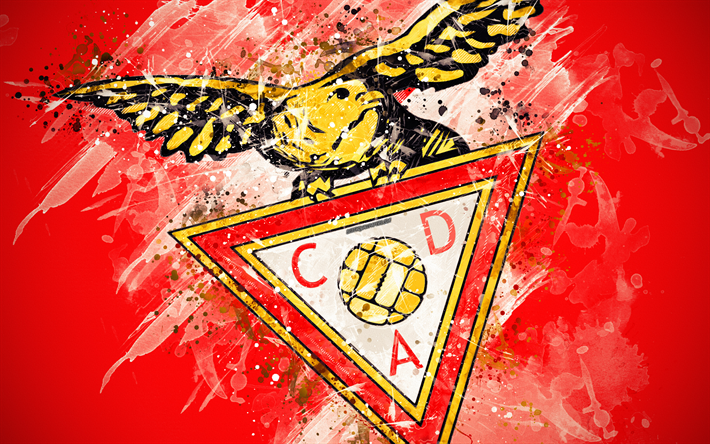 CD-Aves, 4k, paint taidetta, logo, luova, Portugalin jalkapallojoukkue, Ensimm&#228;inen Liiga, tunnus, punainen tausta, grunge-tyyliin, Vila daz Avish, Portugali, jalkapallo