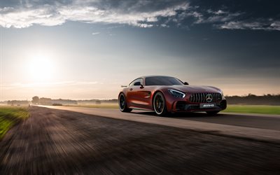 Mercedes-AMG GT R, carretera, 2018 coches, desenfoque de movimiento, supercars, Mercedes
