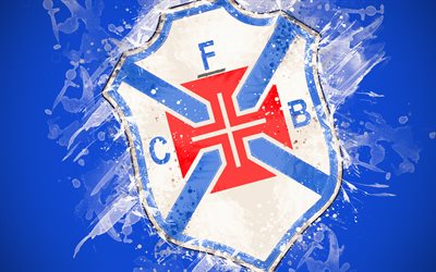 CF Os Belenenses, 4k, paint art, logo, creative, Portuguese football team, Primeira Liga, emblem, blue background, grunge style, Lisbon, Portugal, football