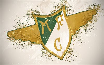 Moreirense FC, 4k, paint art, logo, creative, Portuguese football team, Primeira Liga, emblem, white background, grunge style, Moreira de Conugus, Portugal, football