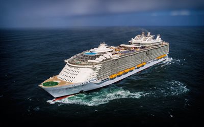 Symphony of the Seas, cruise ship, luxury large white ship, sea, cruise liner, Royal Caribbean International, Oasis