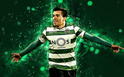 Marcos Acuna, 4k, abstract art, Argentine footballer, Sporting, soccer, Acuna, Primeira Liga, footballers, neon lights, Sporting FC