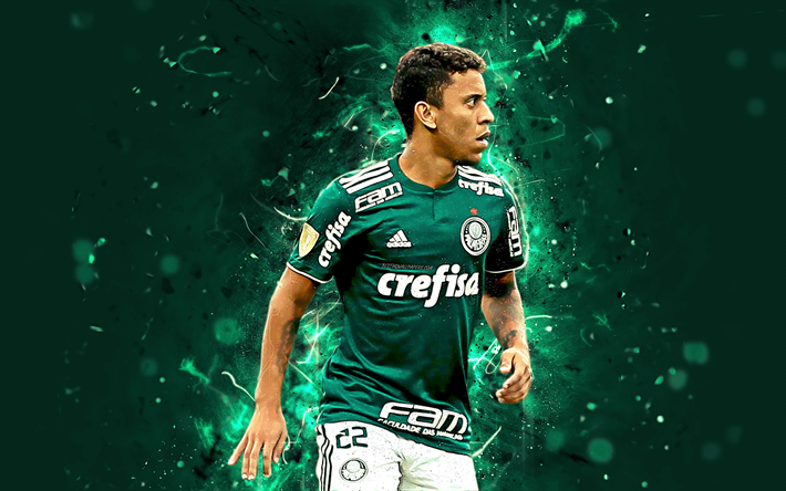 Marcos Rocha, 4k, soyut sanat, Brezilyalı futbolcu, SE Palmeiras, futbol, Rocha, Brezilya Serie A, neon ışıkları, Palmeiras FC, Brezilya