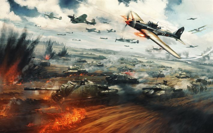 Guerra Trueno, 4k, tanques, juegos de 2016, los combatientes