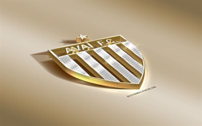 Avai FC, Brazilian football club, golden logo with silver, 3d art, Florianopolis, Brazil, Series A, 3d golden emblem, creative 3d art, football
