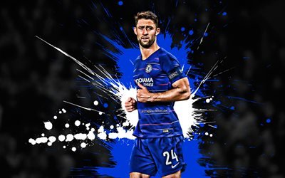 Gary Cahill, blue and white blots, english footballers, Chelsea FC, soccer, Cahill, Premier League, football, grunge