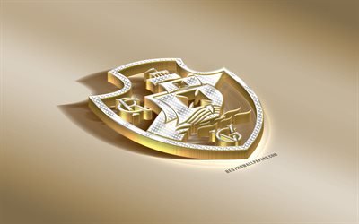FC Vasco da Gama, Brazilian football club, golden logo with silver, Rio de Janeiro, Brazil, Serie, 3d golden emblem, creative 3d art, football, Club de Regatas Vasco da Gama