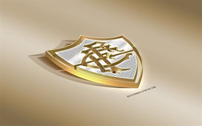 Fluminense FC, Brezilyalı Futbol Kul&#252;b&#252;, G&#252;m&#252;ş, Rio de Janeiro, Brezilya Serie altın logo, 3d altın amblemi, yaratıcı 3d sanat, futbol
