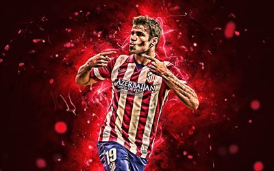 Diego Costa, İspanyol futbolcular, Atletico Madrid FC, gol, UEFA, ileri, Diego da Silva Costa, neon ışıkları, futbol, LaLiga
