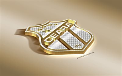 Ceara FC, Ceara Sporting Club, Brazilian football club, golden logo with silver, Fortaleza, Brazil, Serie A, 3d golden emblem, creative 3d art, football