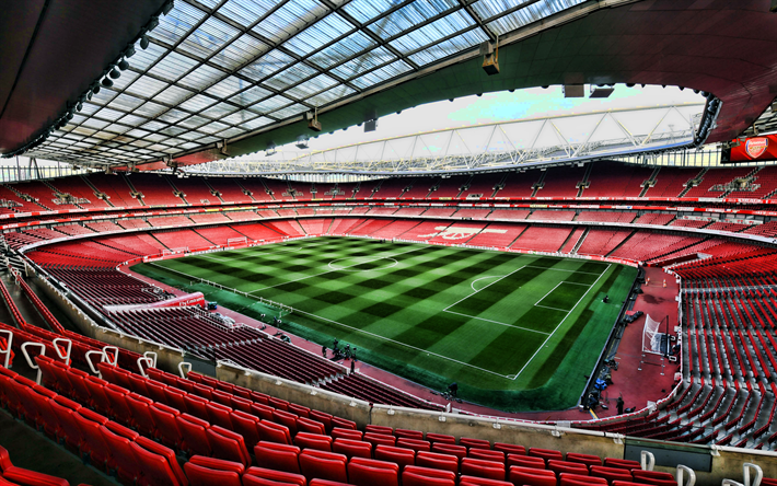 Télécharger fonds d'écran L'Emirates Stadium, Arsenal Stadium, HDR, à Londres, en Angleterre, le football, le stade de football, Arsenal FC, anglais stade pour le bureau libre. Photos de bureau libre