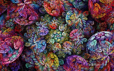 floral fractales, arte, arte 3d, dise&#241;o floral, fractales, creativo, arte fractal