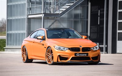 G-POWER, tuning, 2017 cars, BMW M4 Bi-Tronik, supercars, orange m4, F82, german cars, BMW