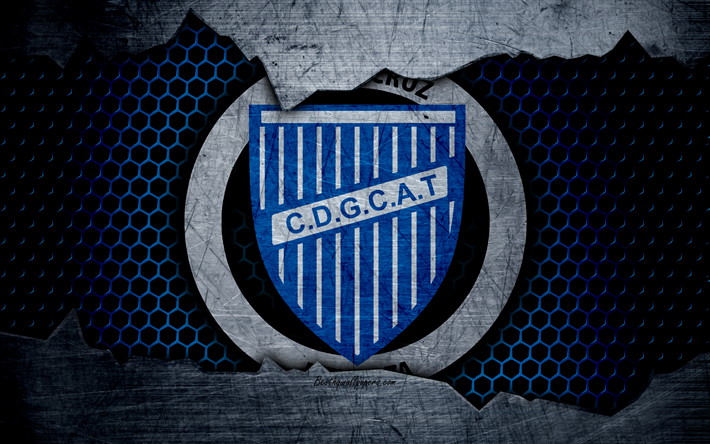 Godoy Cruz, 4k, Superliga, logotipo, grunge, Argentina, f&#250;tbol, club de f&#250;tbol, de metal textura, el arte, Godoy Cruz FC