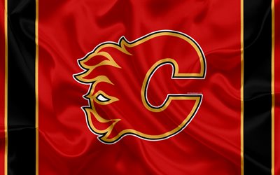 Calgary Flames, club de hockey, NHL, emblema, logo, Liga Nacional de Hockey, hockey, Calgary, Alberta, Canad&#225;