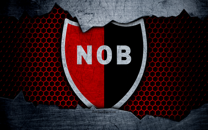 Newells Old Boys, 4k, Superliga, logo, grunge, Argentina, soccer, football club, metal texture, art, Newells Old Boys FC