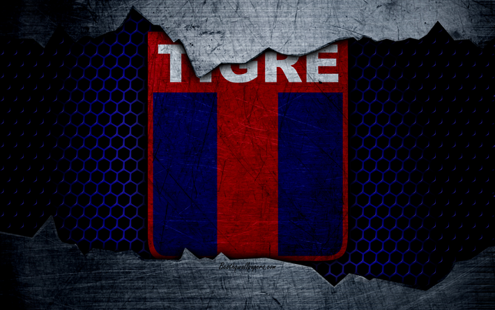 Tigre, 4k, Superliga, logo, grunge, Argentina, CA Tigre, soccer, football club, metal texture, art, Tigre FC