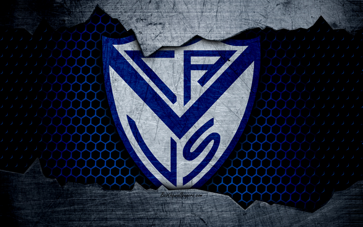 Velez Sarsfield, 4k, Superliga, logo, grunge, Argentina, soccer, football club, metal texture, art, Velez Sarsfield FC