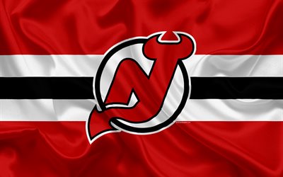 New Jersey Devils, hockey club, NHL, emblem, logotyp, National Hockey League, hockey, New Jersey, USA