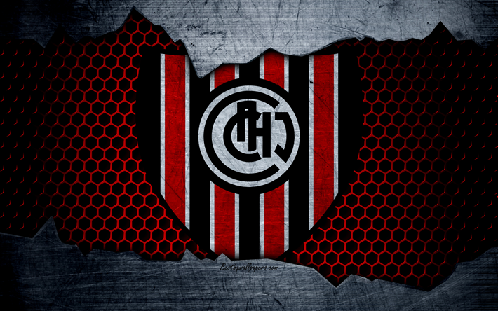 Chacarita Juniors, 4k, Superliga, logotyp, grunge, Argentina, fotboll, football club, metall textur, konst, Chacarita Juniors FC