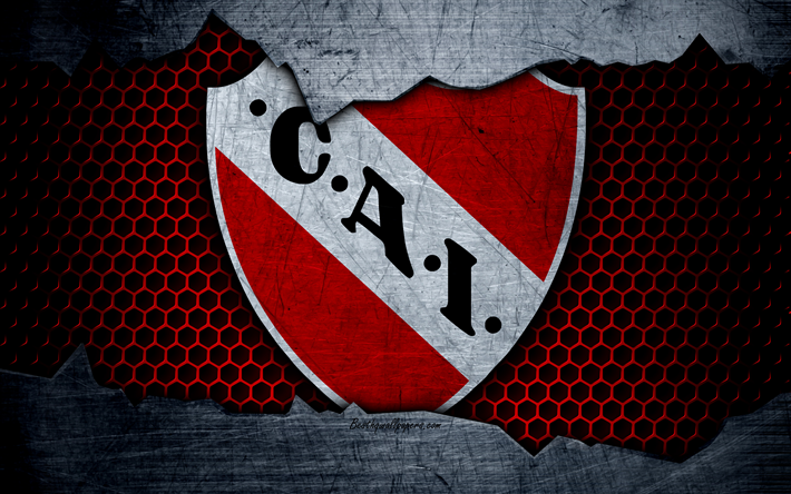 Independiente, 4k, Superliga, logo, grunge, Argentina, soccer, football club, metal texture, art, Independiente FC