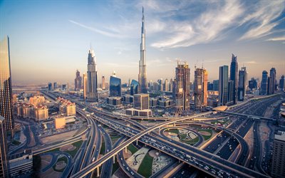 Burj Khalifa, Dubai, panorama, buildungs, los rascacielos, los EMIRATOS &#225;rabes unidos