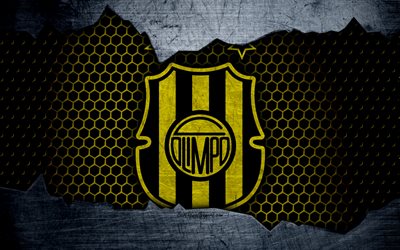 Olimpo, 4k, Superliga, le logo, le grunge, l&#39;Argentine, le football, club de football, m&#233;tal, texture, art, Olimpo FC