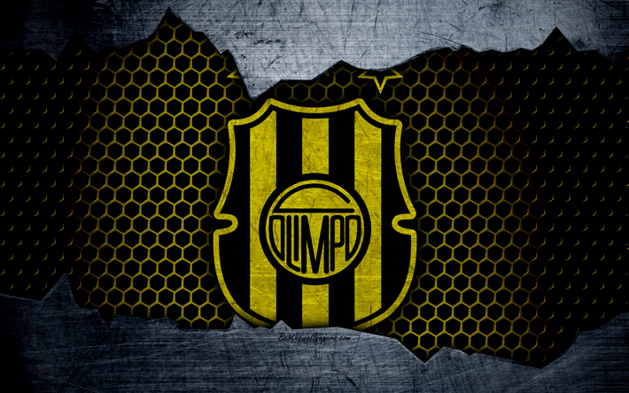 Olimpo, 4k, Superliga, logotyp, grunge, Argentina, fotboll, football club, metall textur, konst, Olimpo FC