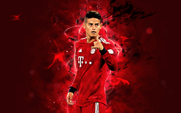 James Rodriguez, gol, FC Bayern M&#252;nih, Almanya, Kolombiyalı futbolcular, futbol, James, Bundesliga, neon ışıkları