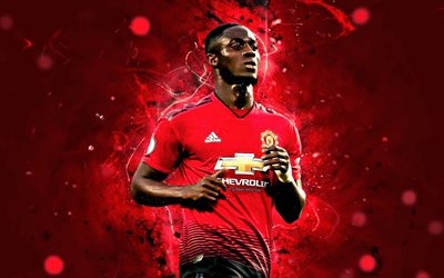Eric Bailly, Ivorian footballers, Manchester United FC, neon lights, Premier League, Bailly, soccer, football, Man United