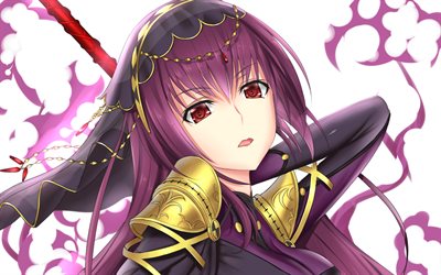 Scathach, manga, Fate Grand Order, purple hair, TYPE-MOON, Fate Series