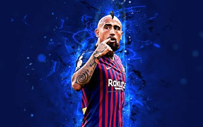 Arturo Vidal, Chilenska fotbollsspelare, FC Barcelona, Ligan, Vidal, Barca, neon lights, fotboll, LaLiga