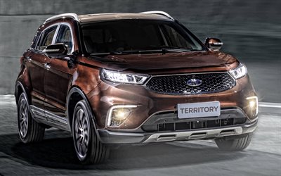 Ford Territory, 2020, exterior, front view, compact crossover, new brown Territory 2020, american cars, Ford