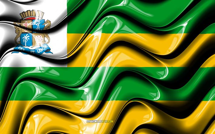Aracaju Flag, 4k, Cities of Brazil, South America, Flag of aracaju, 3D art, aracaju, brasil de la ciudad de aracaju 3D de la bandera de brasil