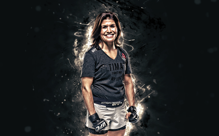 Jessica Aguilar, 4k, n&#233;on blanc, de combattants Am&#233;ricains, MMA, UFC, femmes combattantes, arts martiaux Mixtes, Jessica Aguilar 4K, les combattants de l&#39;UFC, Jag, combattants de MMA