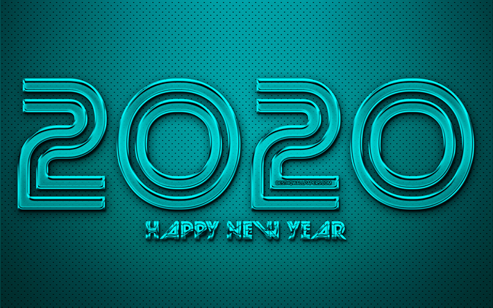 2020 blu cromato cifre, 4k, creativo, blu, metallo, sfondo, Felice Nuovo Anno 2020, creative, 2020 concetti, 2020 su sfondo blu, cromo cifre, 2020 in metallo, 2020 le cifre dell&#39;anno