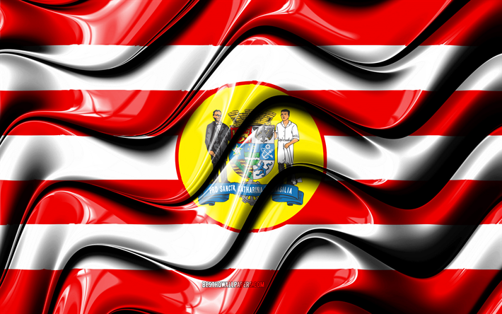 Blumenau Flag, 4k, Cities of Brazil, South America, Flag of Blumenau, 3D art, Blumenau, Brazilian cities, Blumenau 3D flag, Brazil