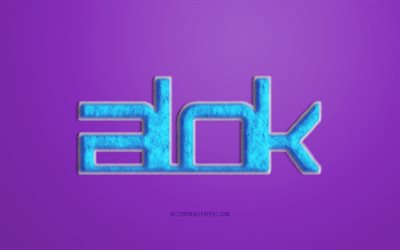Blu Alok Pelliccia Logo, sfondo viola, Alok logo 3D, creativo pelliccia arte, Alok emblema, Alok, Brasiliano DJ, Alok Achkar Peres Petrillo