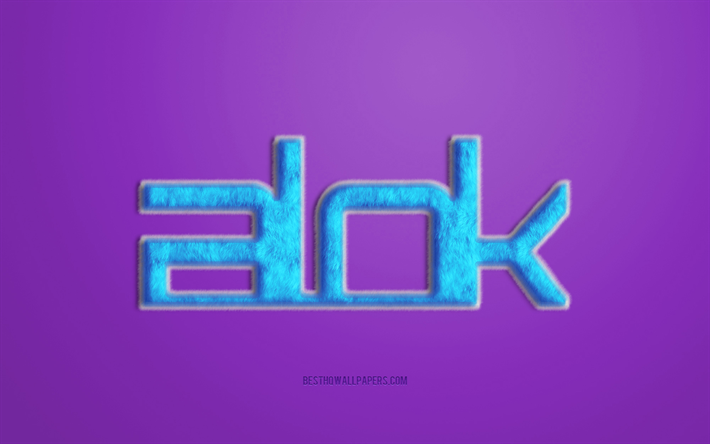 Bleu Alok Fourrure Logo, fond mauve, Alok logo 3D, cr&#233;atrice de la fourrure de l&#39;art, Alok embl&#232;me, Alok, le Br&#233;silien DJ, Alok Achkar Peres Petrillo
