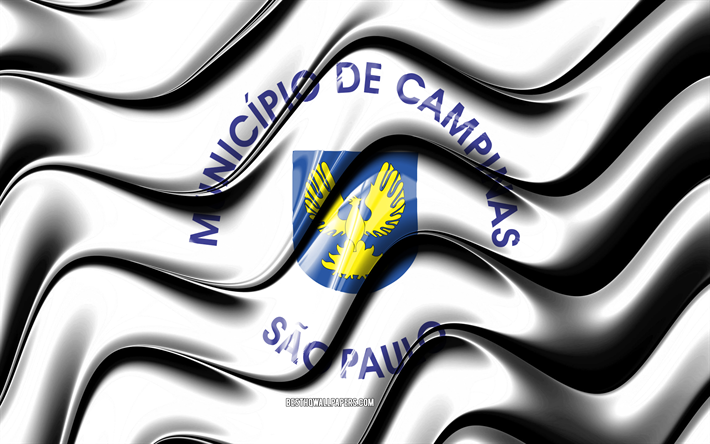 Campinas Flag, 4k, Cities of Brazil, South America, Flag of Campinas, 3D art, Campinas, Brazilian cities, Campinas 3D flag, Brazil