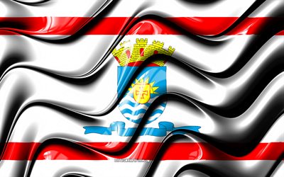 Florianopolis Flag, 4k, Cities of Brazil, South America, Flag of Florianopolis, 3D art, Florianopolis, Brazilian cities, Florianopolis 3D flag, Brazil