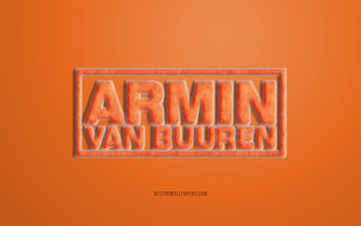 La naranja es Armin van Buuren Para el Logo, fondo naranja, Armin van Buuren, 3D, dise&#241;o de logotipo, creativo, para, arte, Armin van Buuren emblema, como el holand&#233;s DJ Armin van Buuren