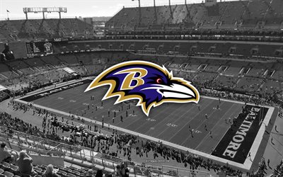 Baltimore Ravens, MT Bank Stadium, Time de futebol americano, Baltimore Ravens logo, emblema, Est&#225;dio de futebol americano, NFL, Futebol americano, Baltimore, Maryland, EUA, A Liga Nacional De Futebol