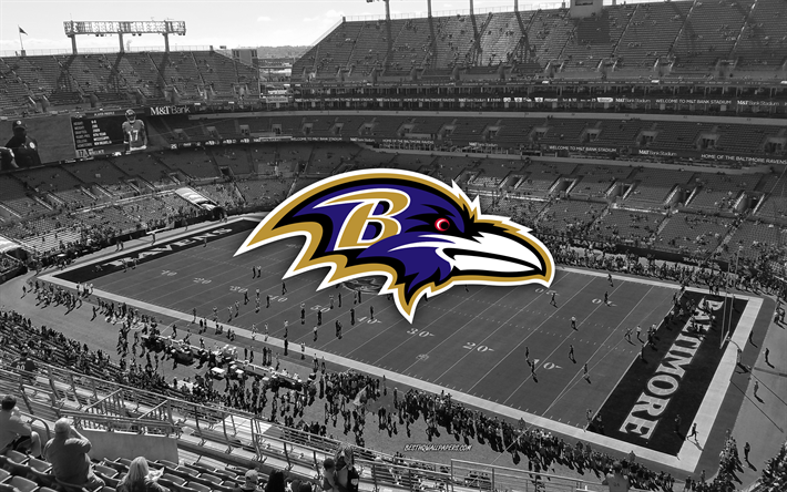 Baltimore Ravens, MT Bank Stadium, American football team, Baltimore Ravens logo, emblem, American football stadium, NFL, American football, Baltimore, Maryland, USA, National Football League